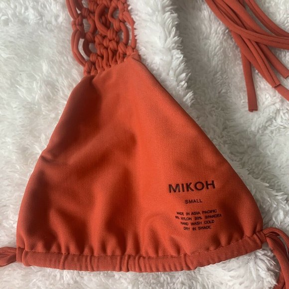 MIKOH Waipahu Triangle Multi String Bikini Swim Top Red Small NWOT - Picture 10 of 12